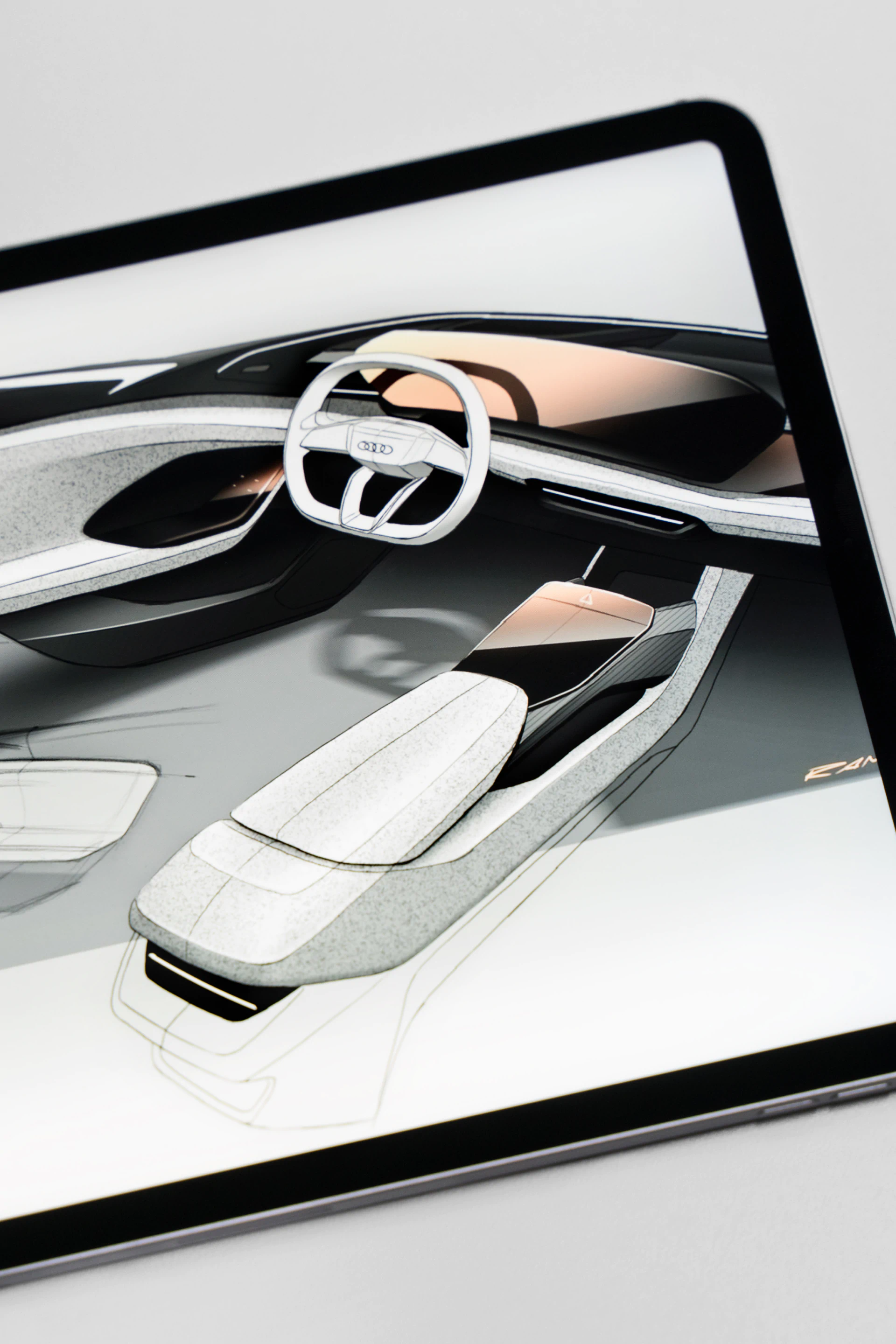 Digital design of the Q6 e-tron interior.