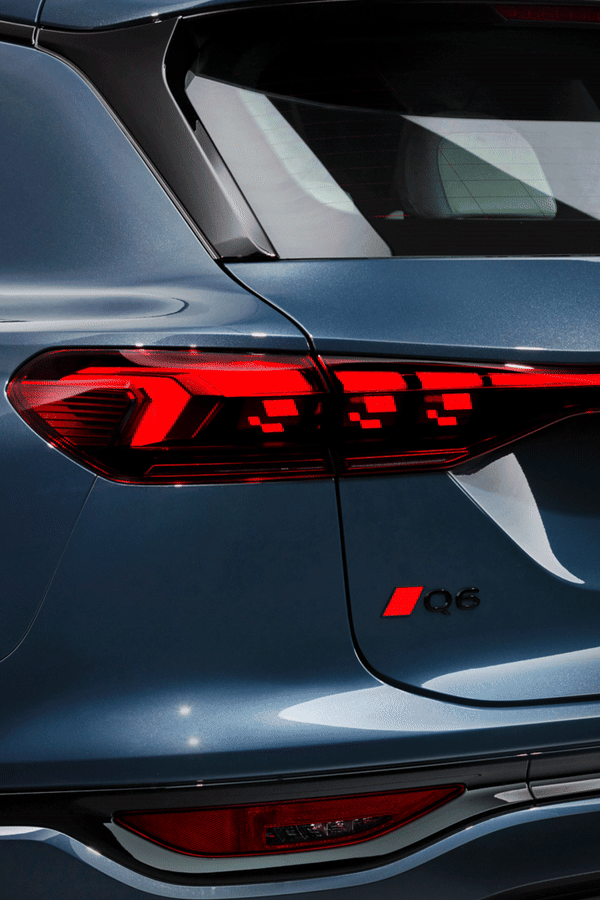 Rear lights of the Audi Q6 e-tron.